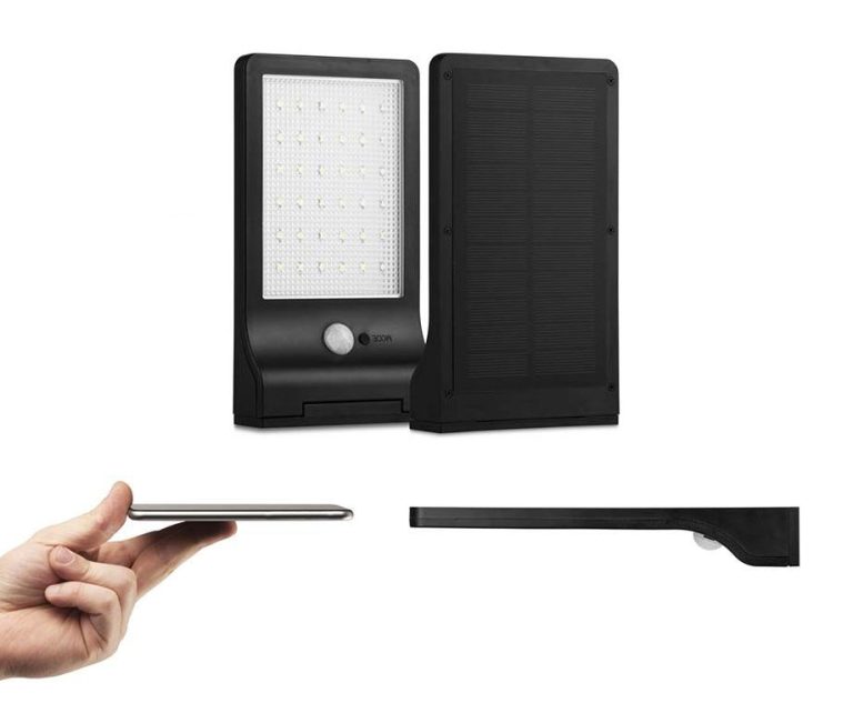 Ultra Dunne Solar Buitenlamp Met Sensor Zwart