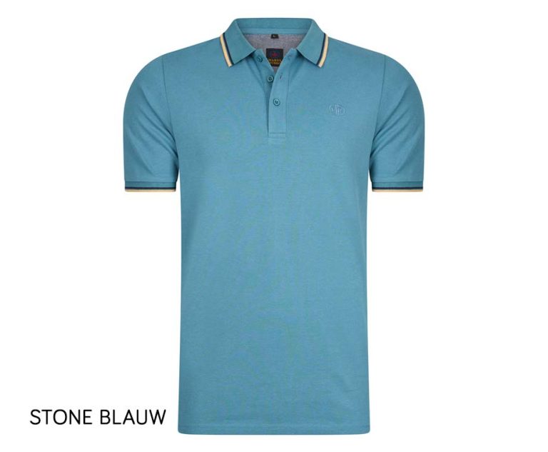 Mario Russo Polo-Stone Blauw-XXL