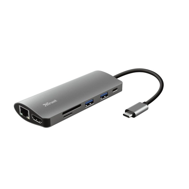 Trust Dalyx 7-in-1 USB-C-adapter USB Hub Grijs