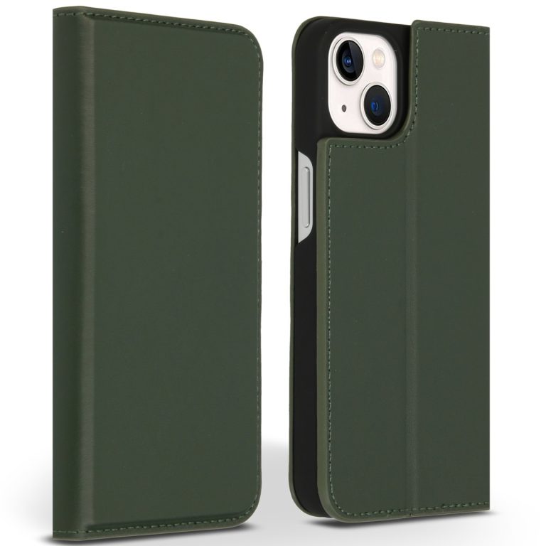 Accezz Premium Leather Slim Book Case voor Apple iPhone 13 Telefoonhoesje Groen