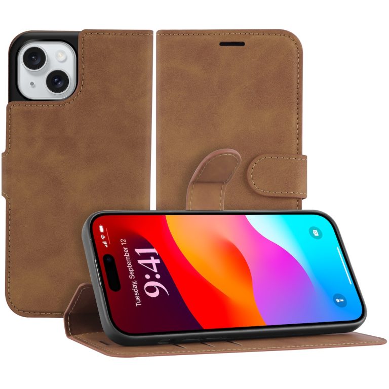 Just in Case Premium Wallet Case voor Apple iPhone 15 Plus Telefoonhoesje Bruin