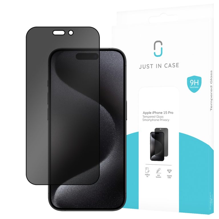 Just in Case Privacy Tempered Glass voor Apple iPhone 15 Pro Smartphone screenprotector