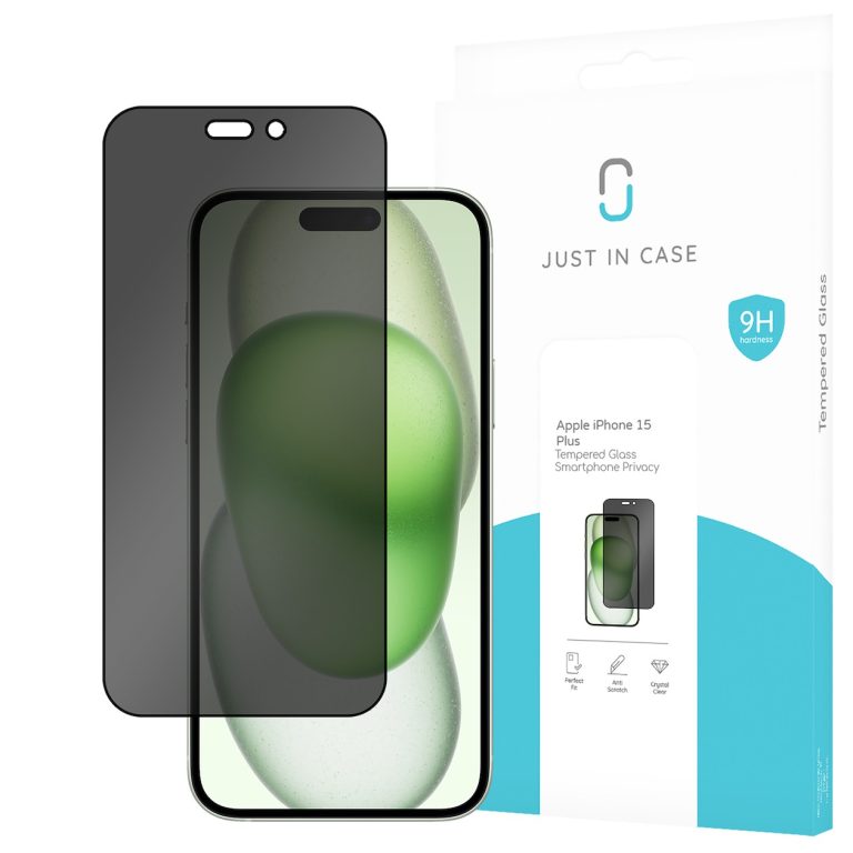 Just in Case Privacy Tempered Glass voor Apple iPhone 15 Plus Smartphone screenprotector