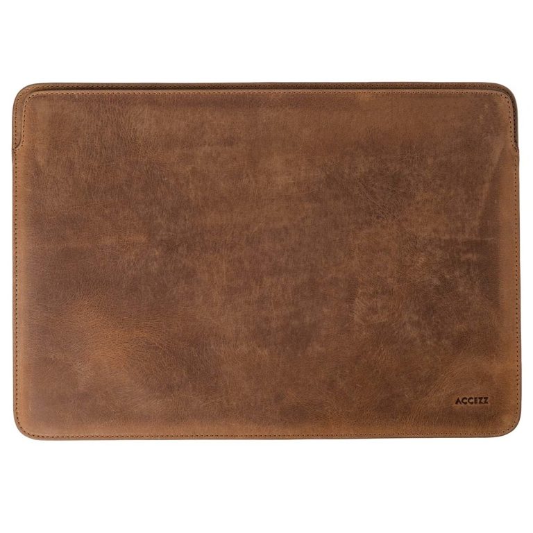 Accezz Leather hoes voor MacBook 14 inch Laptop sleeve Bruin