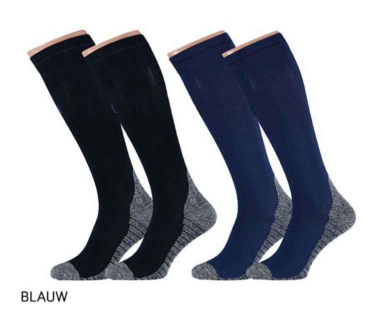 2-Pack Compressiesokken-Blauw-43-45