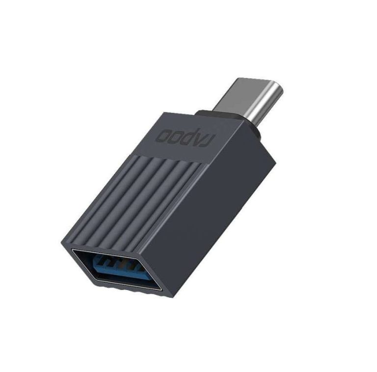 Rapoo USB-C Adapter, USB-C naar USB-A, grijs Desktop accessoire Zwart