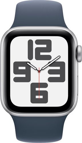 Apple Watch SE (2022) 4G 40mm Zilver Aluminium Sportband S/M Smartwatch Blauw