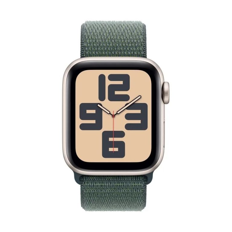 Apple Watch SE GPS 40mm Aluminium Case met Lake Green Sport Loop Smartwatch Grijs