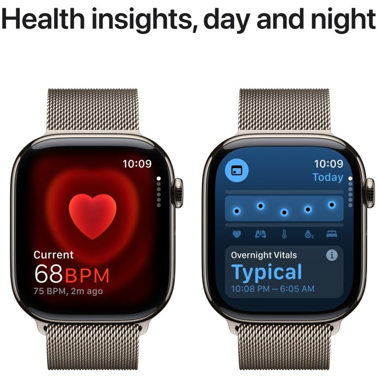 Apple Watch Series 10 GPS + Cellular 46mm Titanium Case met Milanese Loop – M/L Smartwatch Beige