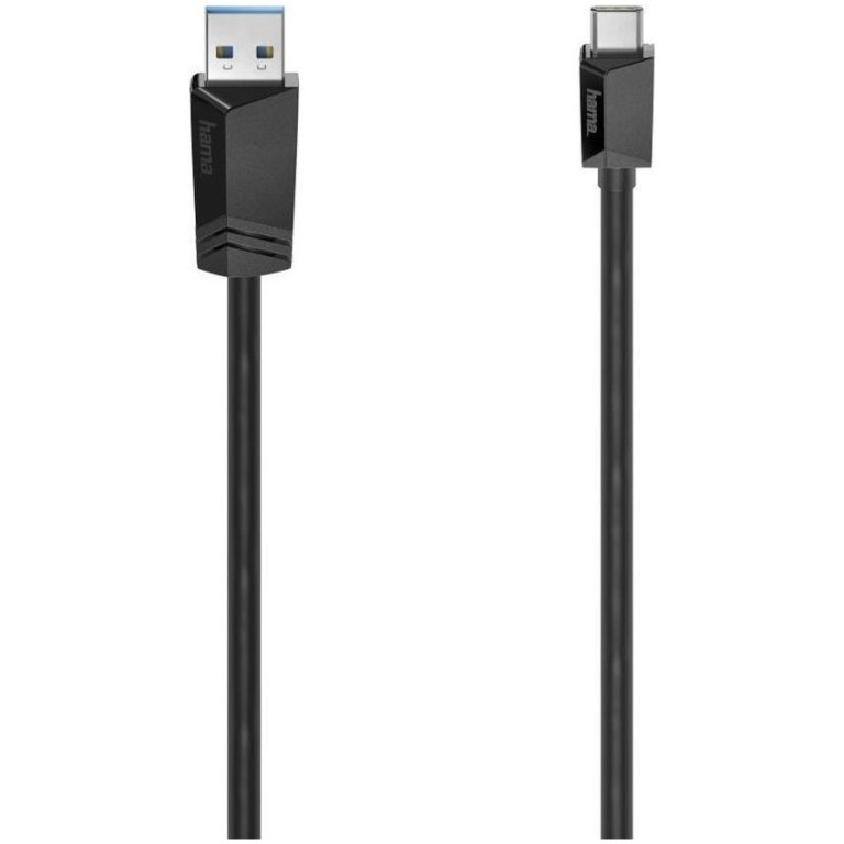 Hama USB-C-kabel, USB-C-stekker – USB-A-stekker, USB 3.2 Gen1, 5 Gbit/s, 0,25 m Kabel Zwart