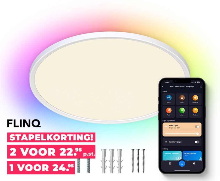 FlinQ Slimme Plafondlamp Warm Wit En RGB