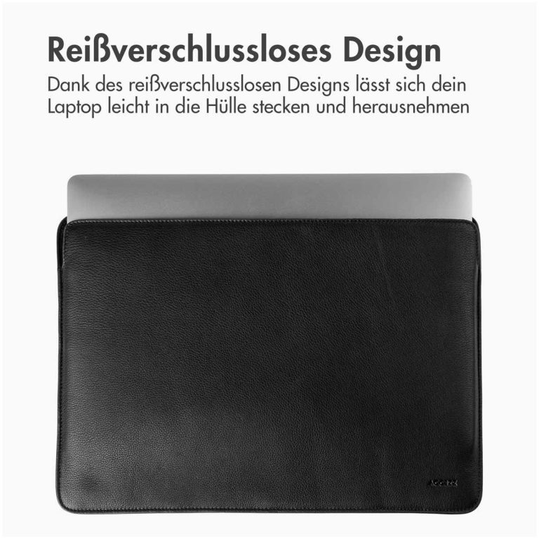 Accezz Leather hoes voor MacBook 16 inch Laptop sleeve Zwart