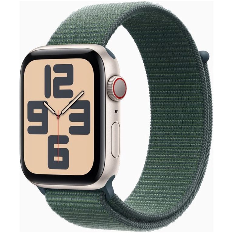 AppleWatch SE GPS + Cellular 40mm Aluminium Case met Lake Green Sport Loop Smartwatch Grijs