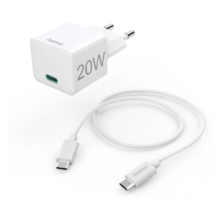 Hama Snellader met oplaadkabel USB-C mini-oplader PD 20 W 1 m Oplader Wit