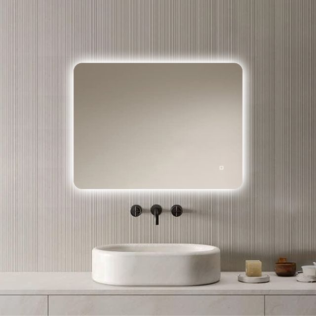 Loxa – Rechthoekige Badkamerspiegel Malaga met led 80x60cm – Dimbaar – 3 Led standen – Condensvrij vlak – Duurzame kwalieit – Eenvoudige installatie